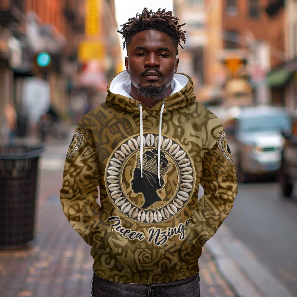 Queen Nzinga Hoodie Cowrie Crown Silhouette Royal Power - African Pride