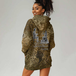 Queen Nzinga Hoodie Dress Cowrie Crown Silhouette Royal Power - African Pride