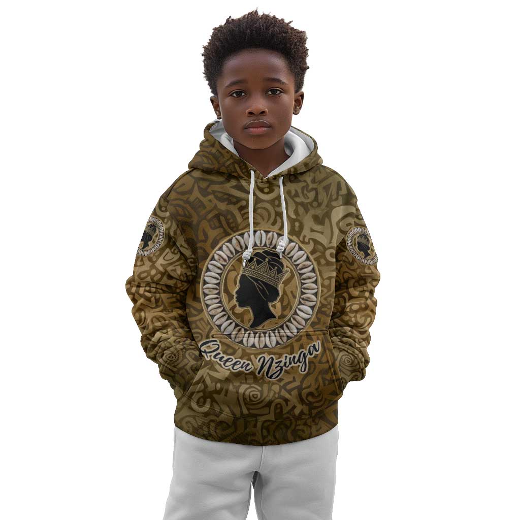 Queen Nzinga Kid Hoodie Cowrie Crown Silhouette Royal Power - African Pride