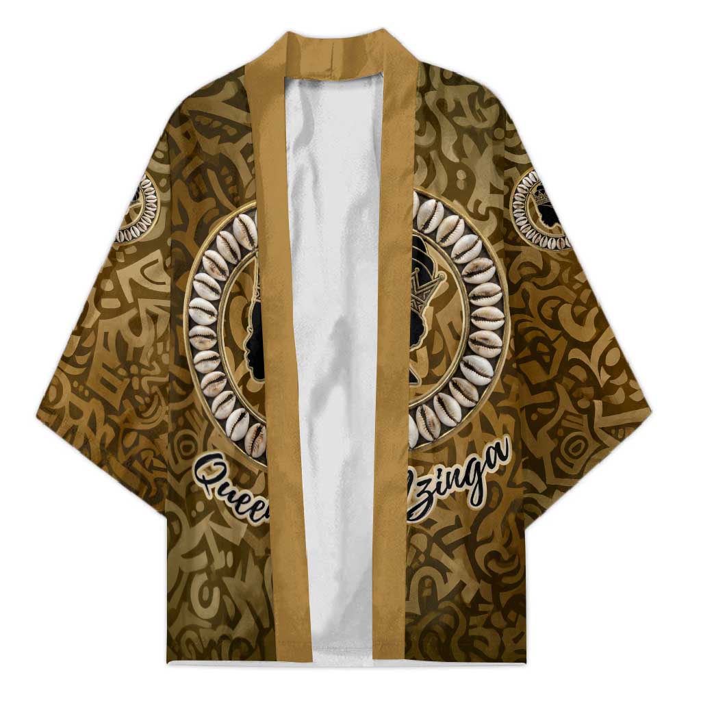 Queen Nzinga Kimono Cowrie Crown Silhouette Royal Power - African Pride