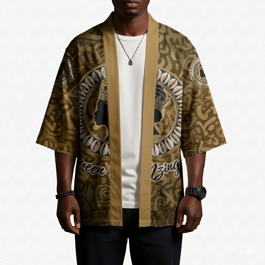 Queen Nzinga Kimono Cowrie Crown Silhouette Royal Power - African Pride