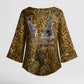 Queen Nzinga Kimono Sleeve Blouse Cowrie Crown Silhouette Royal Power - African Pride