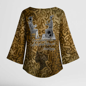 Queen Nzinga Kimono Sleeve Blouse Cowrie Crown Silhouette Royal Power - African Pride