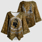 Queen Nzinga Kimono Sleeve Blouse Cowrie Crown Silhouette Royal Power - African Pride