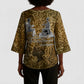 Queen Nzinga Kimono Sleeve Blouse Cowrie Crown Silhouette Royal Power - African Pride