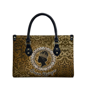 Queen Nzinga Leather Bag Cowrie Crown Silhouette Royal Power - African Pride