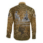 Queen Nzinga Long Sleeve Button Shirt Cowrie Crown Silhouette Royal Power - African Pride