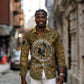 Queen Nzinga Long Sleeve Button Shirt Cowrie Crown Silhouette Royal Power - African Pride