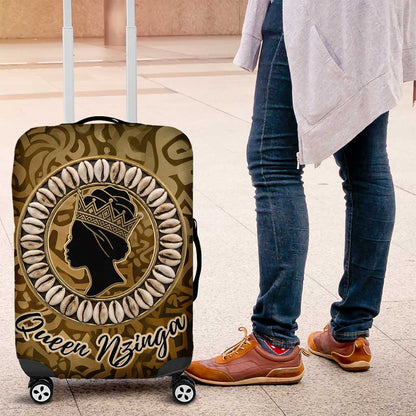 Queen Nzinga Luggage Cover Cowrie Crown Silhouette Royal Power - African Pride