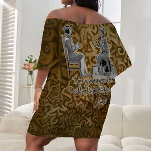 Queen Nzinga Off Shoulder Short Dress Cowrie Crown Silhouette Royal Power - African Pride