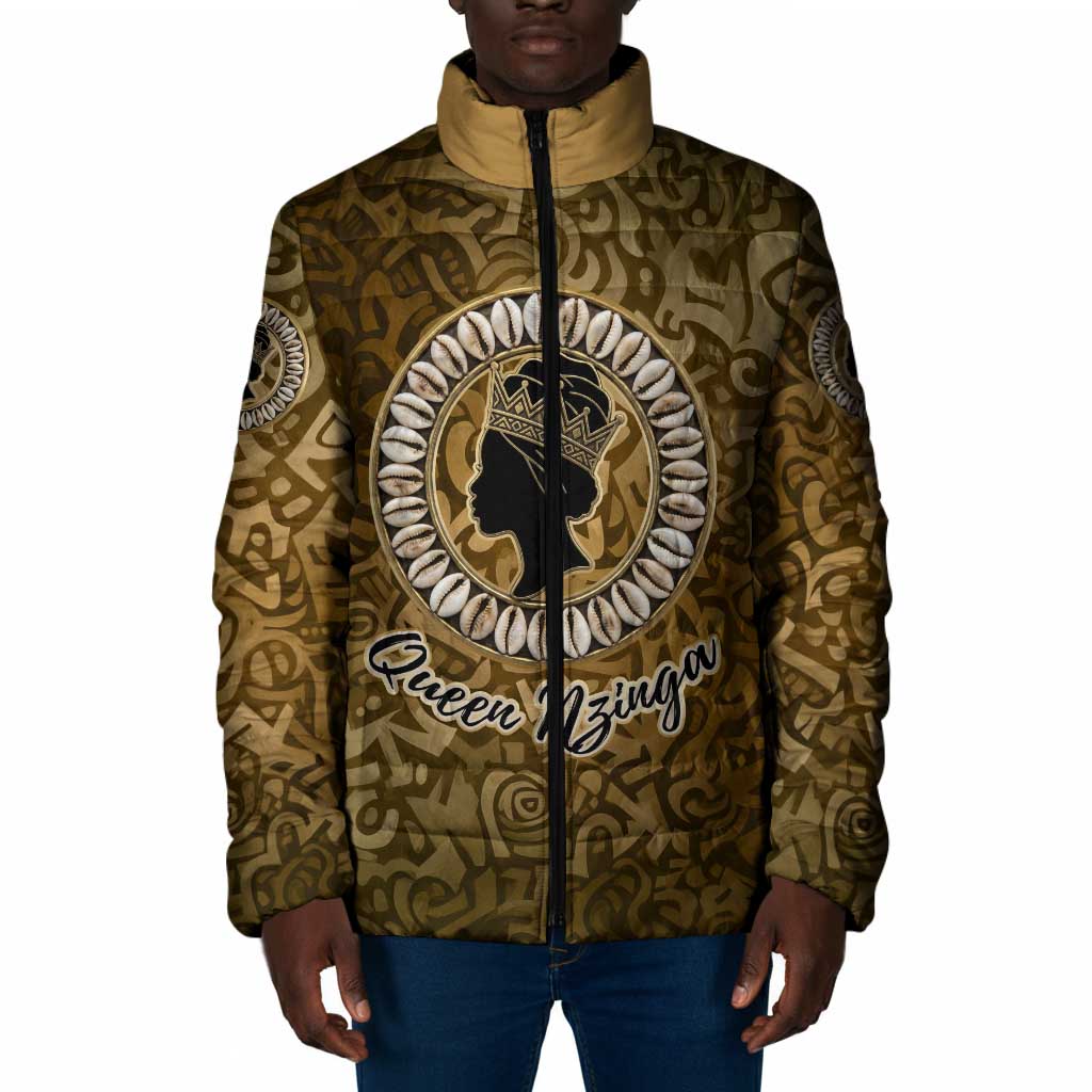 Queen Nzinga Padded Jacket Cowrie Crown Silhouette Royal Power - African Pride