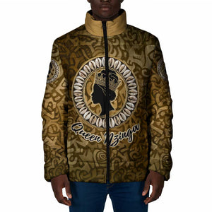 Queen Nzinga Padded Jacket Cowrie Crown Silhouette Royal Power - African Pride