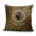 Queen Nzinga Pillow Cover Cowrie Crown Silhouette Royal Power - African Pride