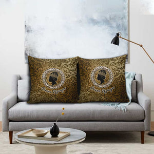 Queen Nzinga Pillow Cover Cowrie Crown Silhouette Royal Power - African Pride
