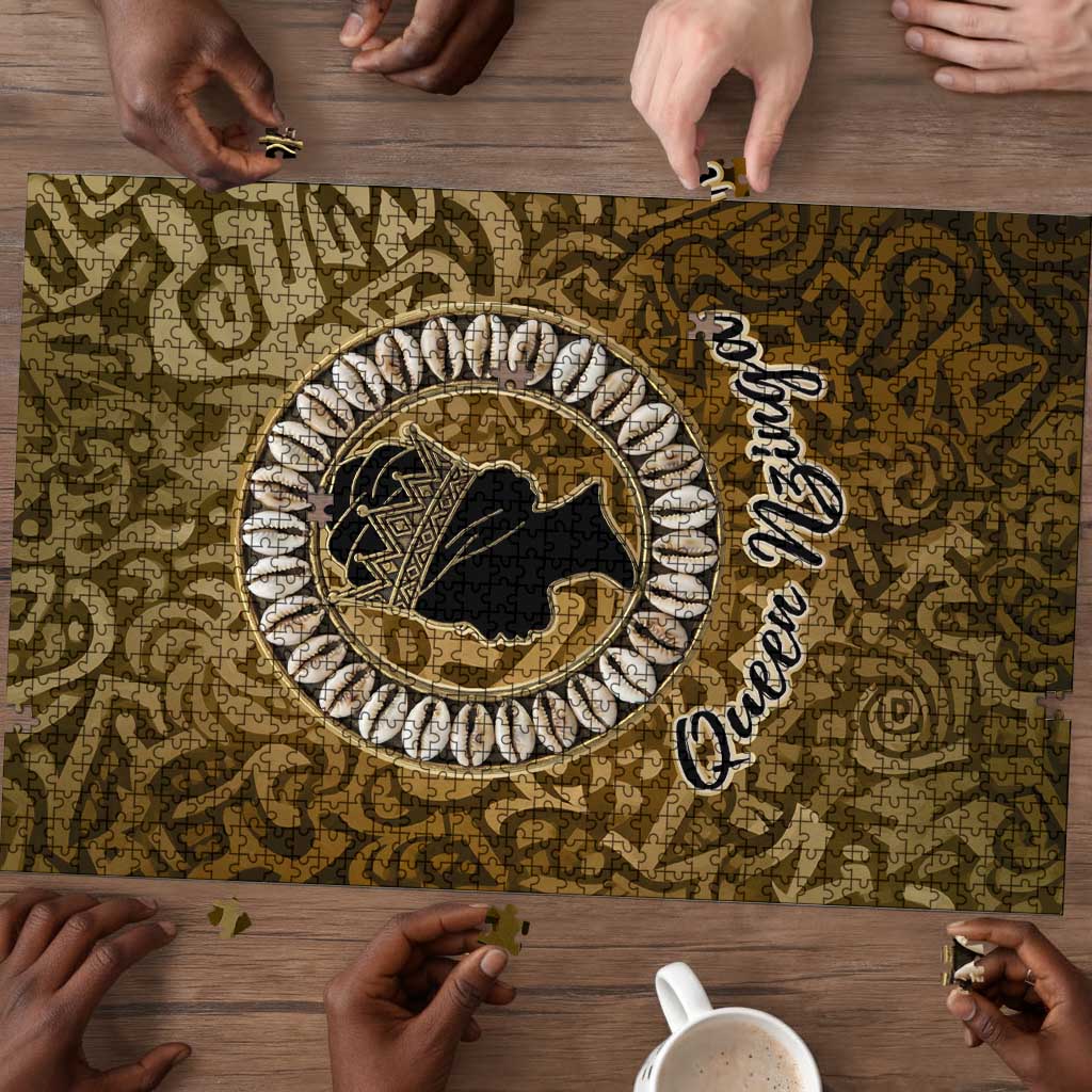 Queen Nzinga Puzzle Cowrie Crown Silhouette Royal Power - African Pride