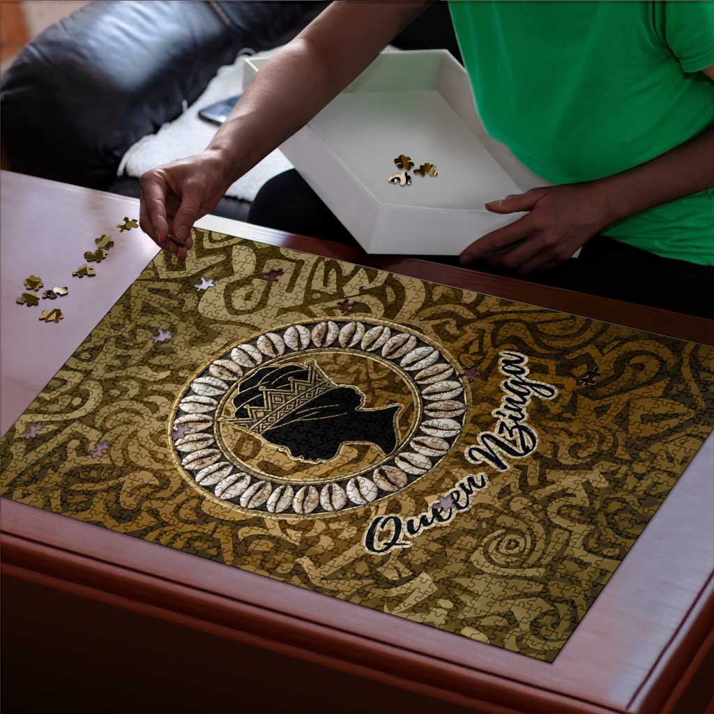 Queen Nzinga Puzzle Cowrie Crown Silhouette Royal Power - African Pride