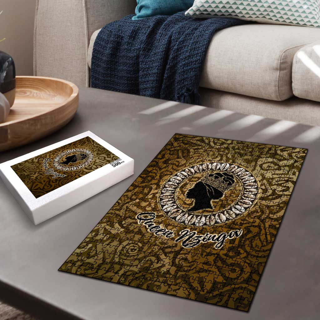 Queen Nzinga Puzzle Cowrie Crown Silhouette Royal Power - African Pride