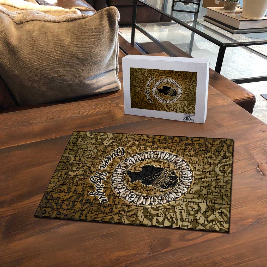 Queen Nzinga Puzzle Cowrie Crown Silhouette Royal Power - African Pride