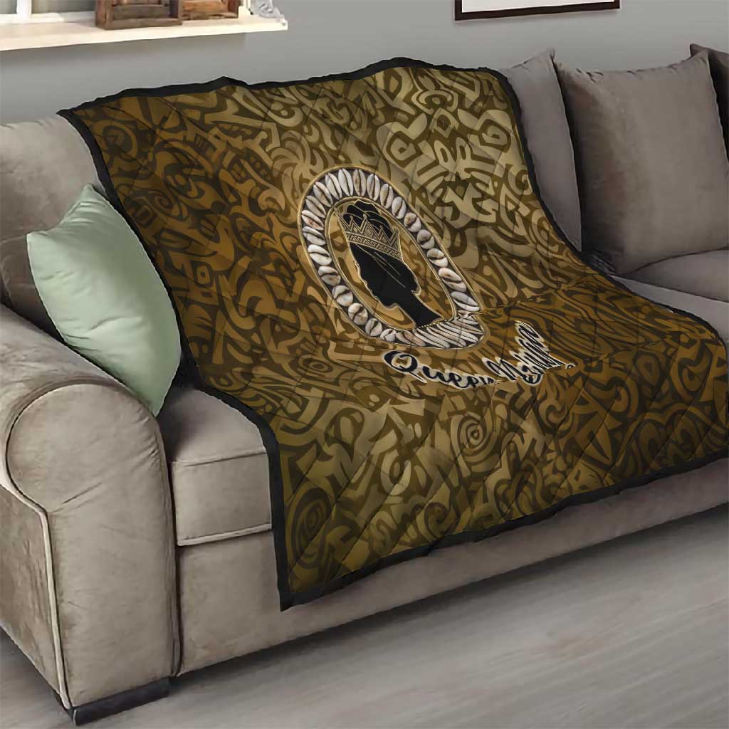 Queen Nzinga Quilt Cowrie Crown Silhouette Royal Power - African Pride