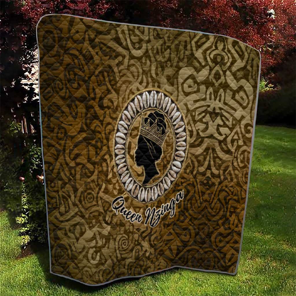 Queen Nzinga Quilt Cowrie Crown Silhouette Royal Power - African Pride