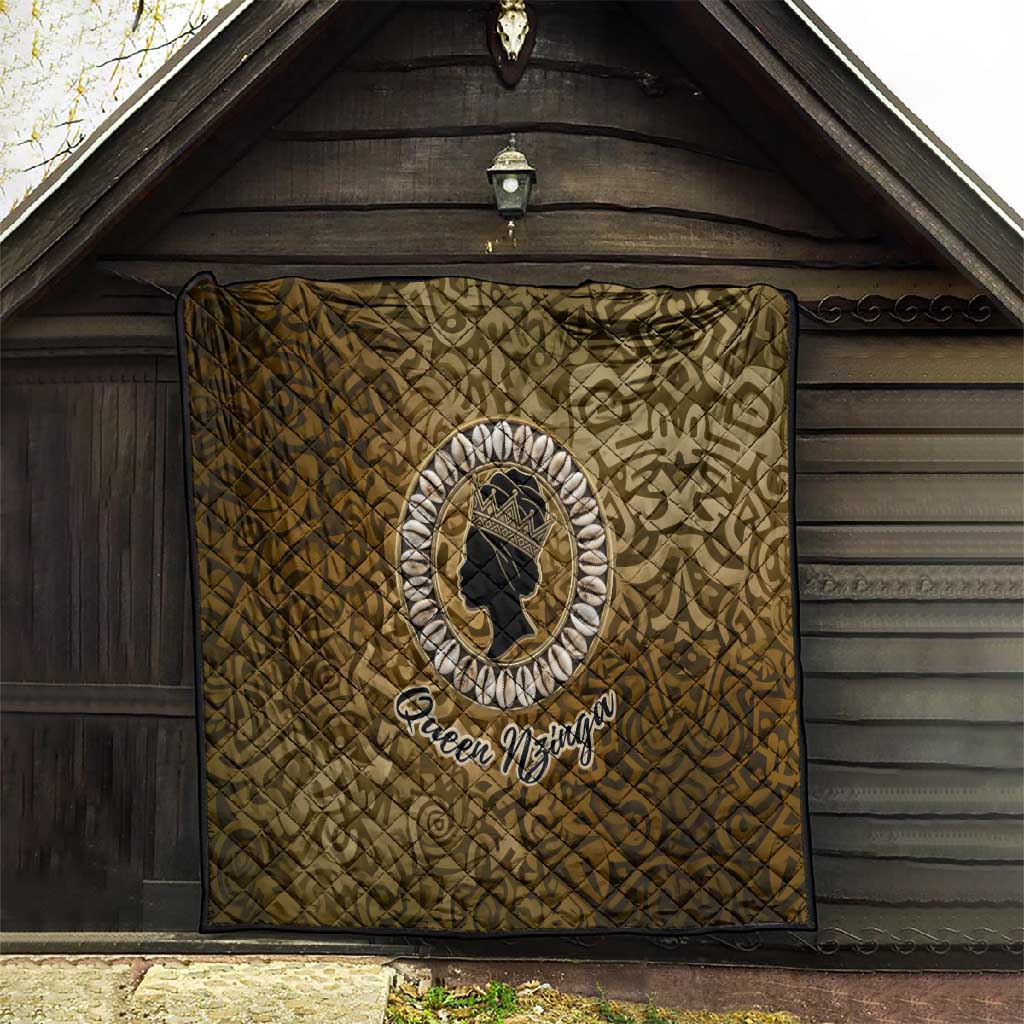 Queen Nzinga Quilt Cowrie Crown Silhouette Royal Power - African Pride