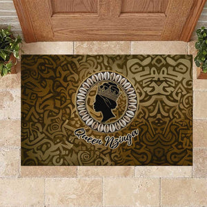Queen Nzinga Rubber Doormat Cowrie Crown Silhouette Royal Power - African Pride