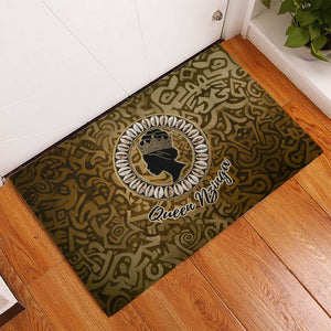 Queen Nzinga Rubber Doormat Cowrie Crown Silhouette Royal Power - African Pride