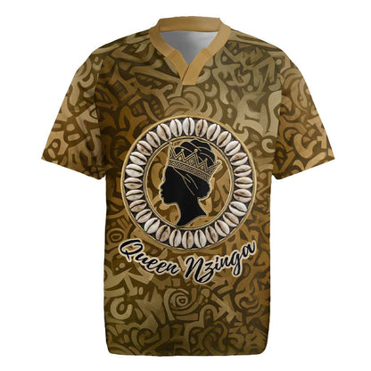 Queen Nzinga Rugby Jersey Cowrie Crown Silhouette Royal Power - African Pride