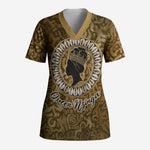 Queen Nzinga Scrub Top Cowrie Crown Silhouette Royal Power - African Pride