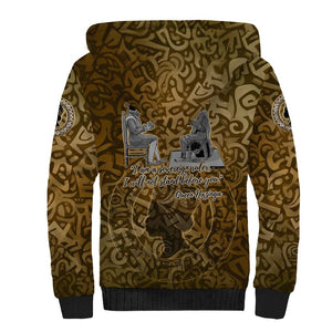 Queen Nzinga Sherpa Hoodie Cowrie Crown Silhouette Royal Power - African Pride