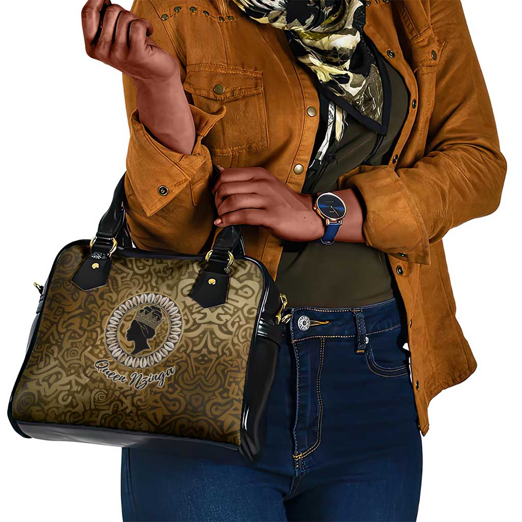 Queen Nzinga Shoulder Handbag Cowrie Crown Silhouette Royal Power - African Pride