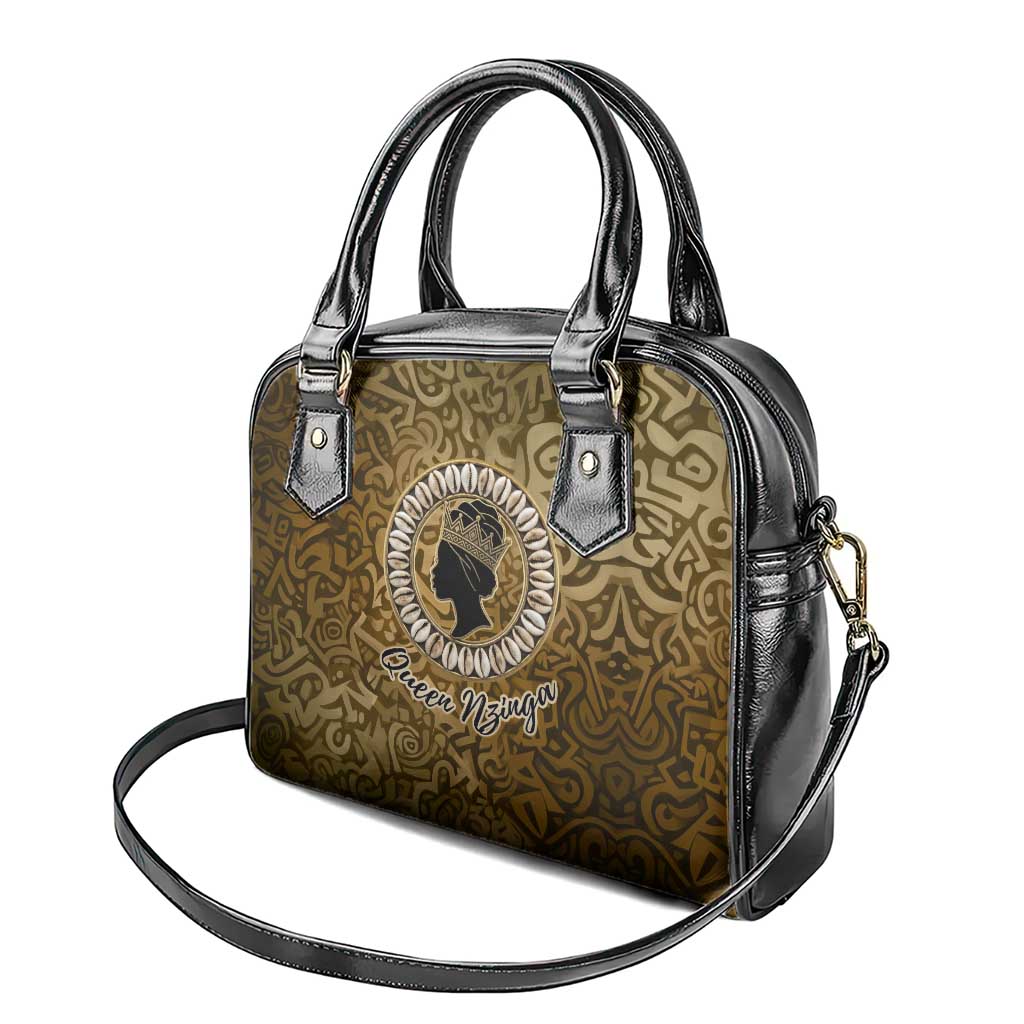 Queen Nzinga Shoulder Handbag Cowrie Crown Silhouette Royal Power - African Pride