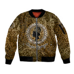 Queen Nzinga Sleeve Zip Bomber Jacket Cowrie Crown Silhouette Royal Power - African Pride