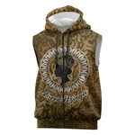 Queen Nzinga Sleeveless Zip Hoodie Cowrie Crown Silhouette Royal Power - African Pride