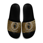 Queen Nzinga Slide Sandals Cowrie Crown Silhouette Royal Power - African Pride