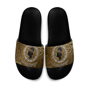 Queen Nzinga Slide Sandals Cowrie Crown Silhouette Royal Power - African Pride