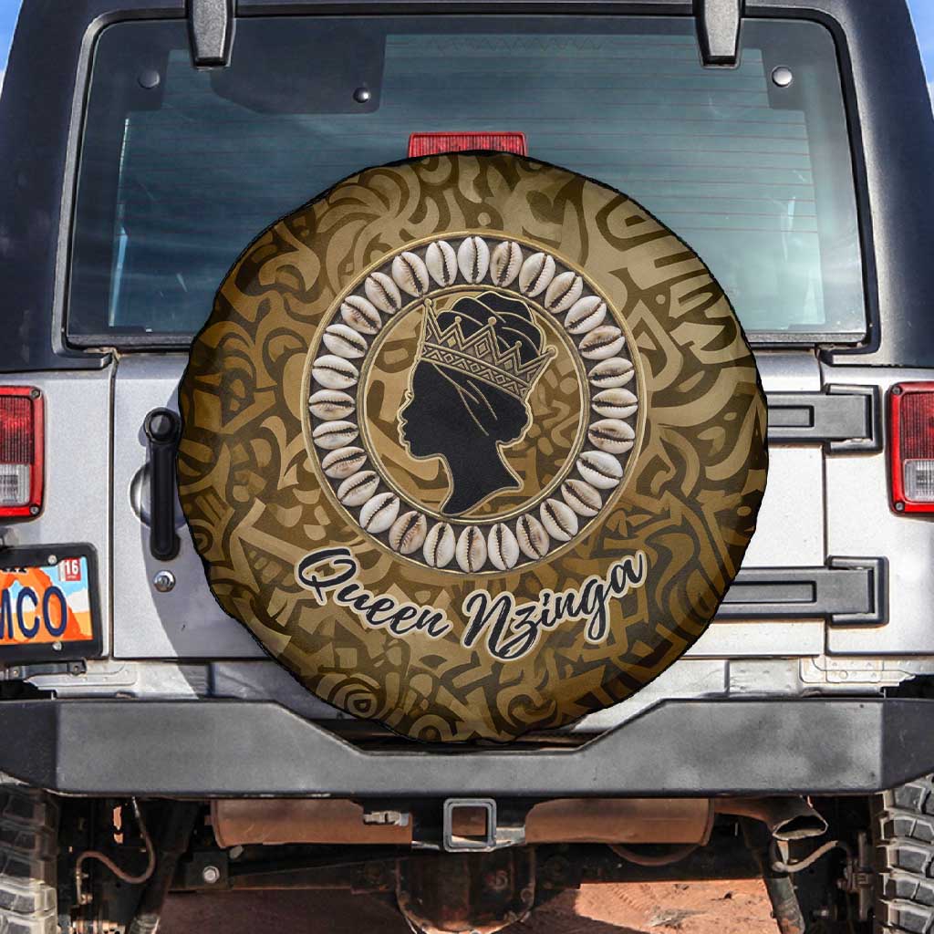 Queen Nzinga Spare Tire Cover Cowrie Crown Silhouette Royal Power - African Pride