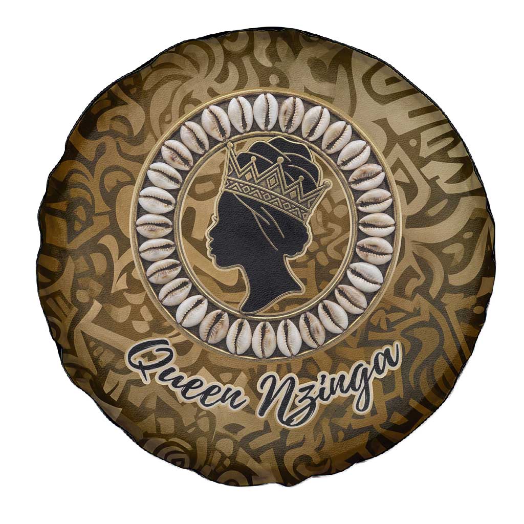 Queen Nzinga Spare Tire Cover Cowrie Crown Silhouette Royal Power - African Pride