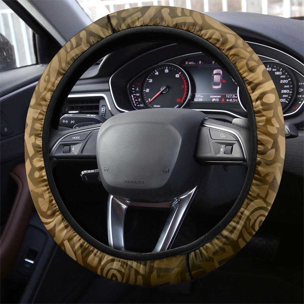 Queen Nzinga Steering Wheel Cover Cowrie Crown Silhouette Royal Power - African Pride