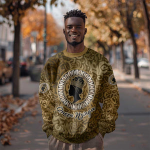 Queen Nzinga Sweatshirt Cowrie Crown Silhouette Royal Power - African Pride