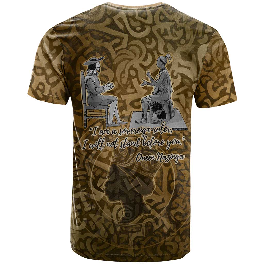 Queen Nzinga T shirt Cowrie Crown Silhouette Royal Power - African Pride