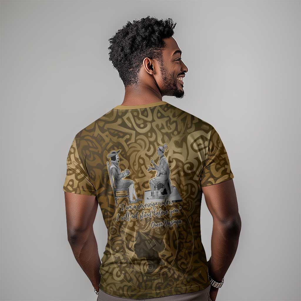 Queen Nzinga T shirt Cowrie Crown Silhouette Royal Power - African Pride