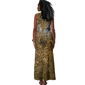 Queen Nzinga Tank Maxi Dress Cowrie Crown Silhouette Royal Power - African Pride