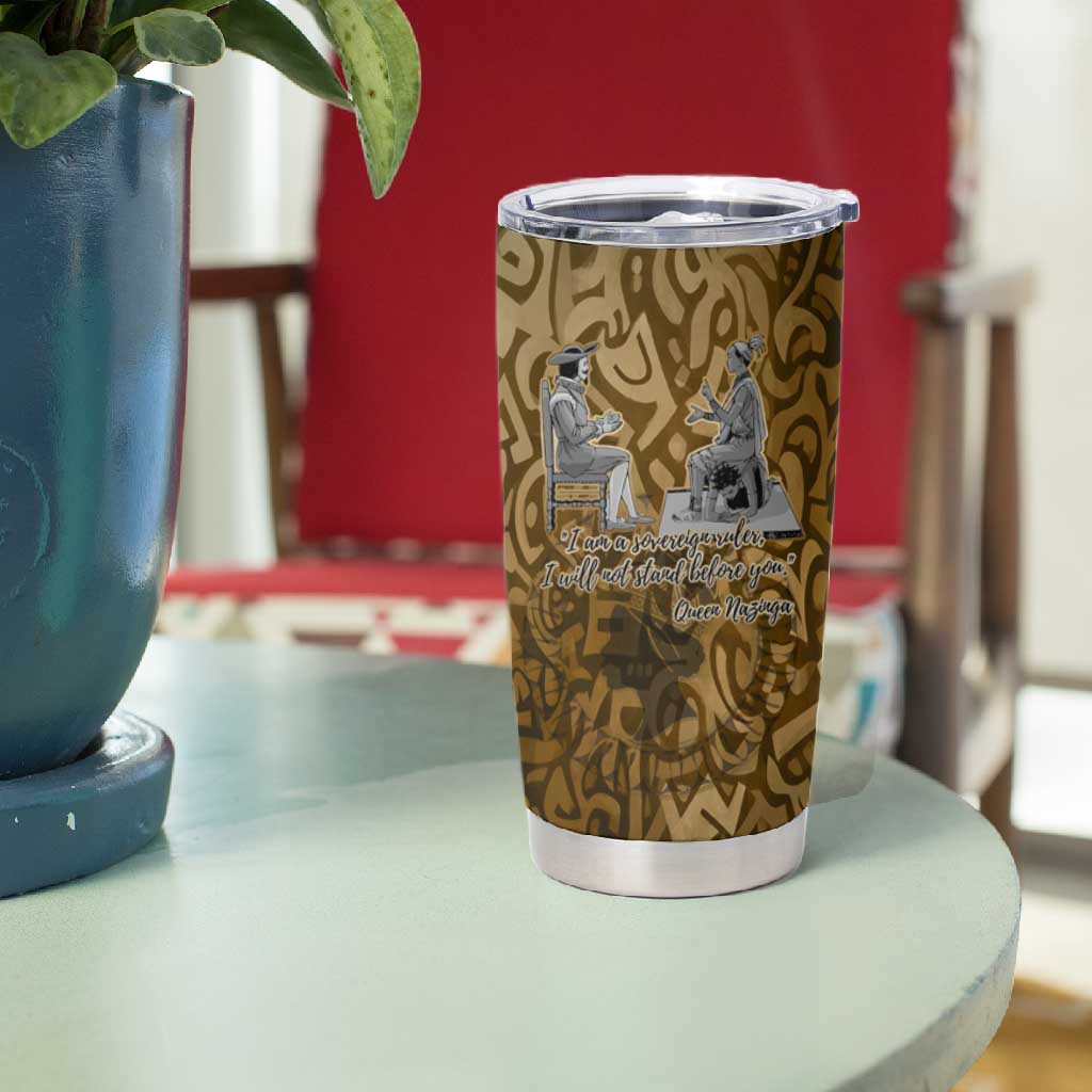 Queen Nzinga Tumbler Cup Cowrie Crown Silhouette Royal Power - African Pride