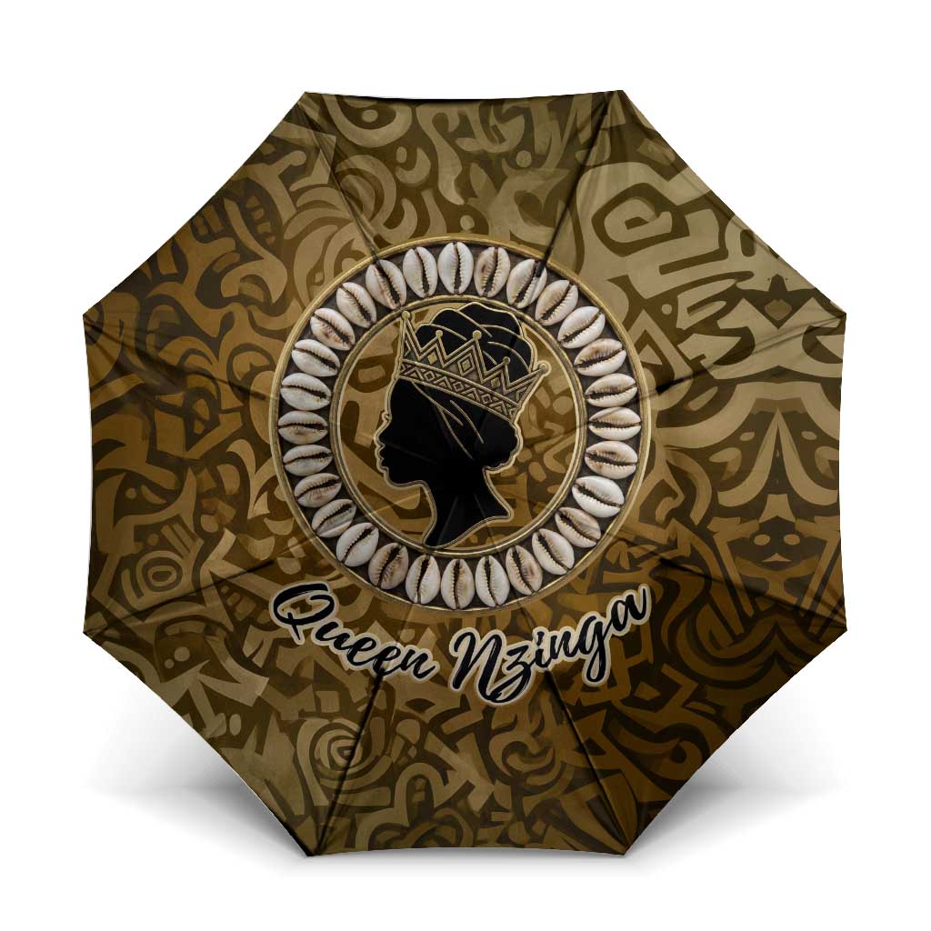 Queen Nzinga Umbrella Cowrie Crown Silhouette Royal Power - African Pride