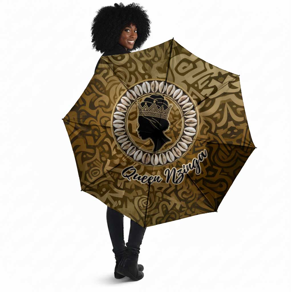 Queen Nzinga Umbrella Cowrie Crown Silhouette Royal Power - African Pride