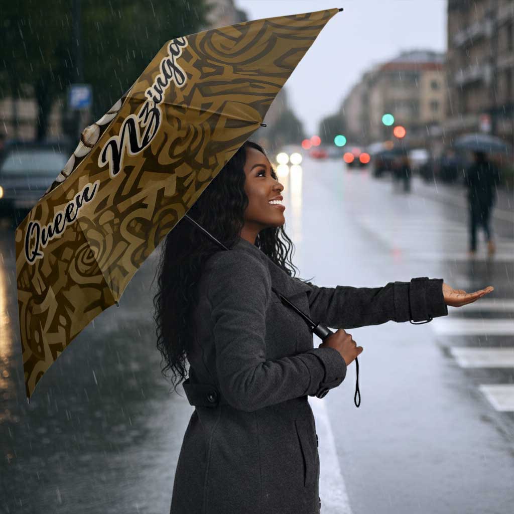 Queen Nzinga Umbrella Cowrie Crown Silhouette Royal Power - African Pride