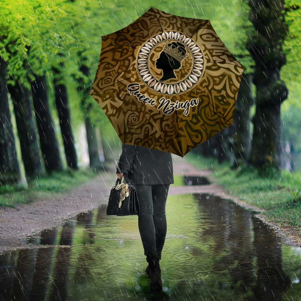 Queen Nzinga Umbrella Cowrie Crown Silhouette Royal Power - African Pride
