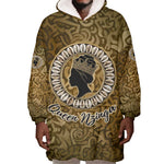 Queen Nzinga Wearable Blanket Hoodie Cowrie Crown Silhouette Royal Power - African Pride