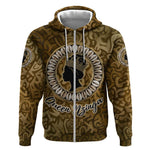 Queen Nzinga Zip Hoodie Cowrie Crown Silhouette Royal Power - African Pride